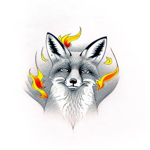 Fox With Fire Behind