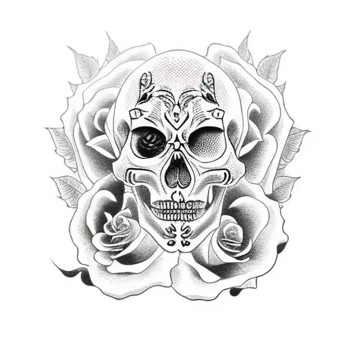 Skeleton With Black Rose