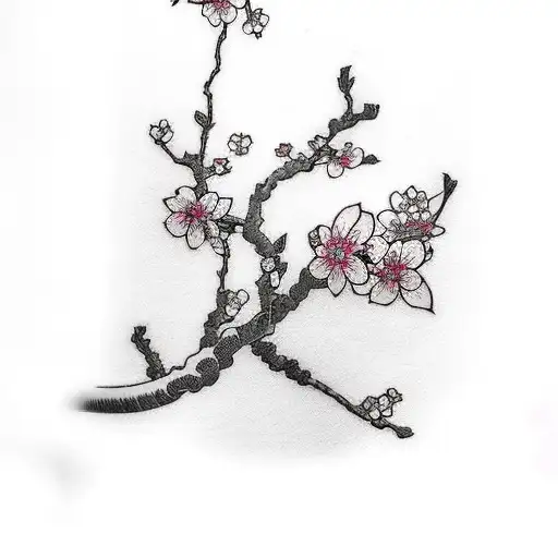 Cherry Blossom With A Monkey