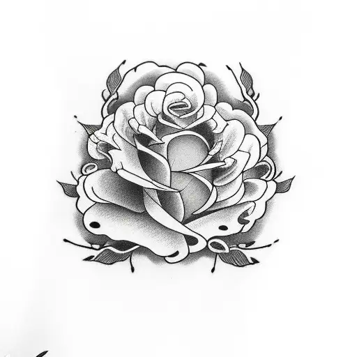 Skeleton Body With Black Rose