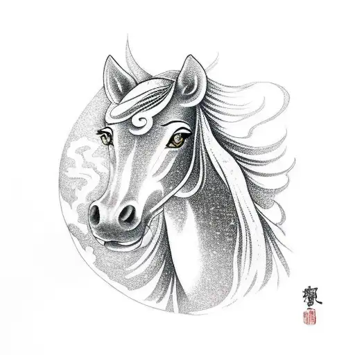 Female Horse From The Mountain In Metal Elements