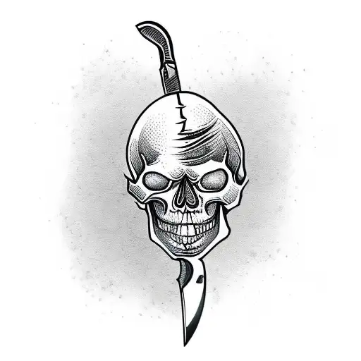 Skull With A Knife Stabbing It