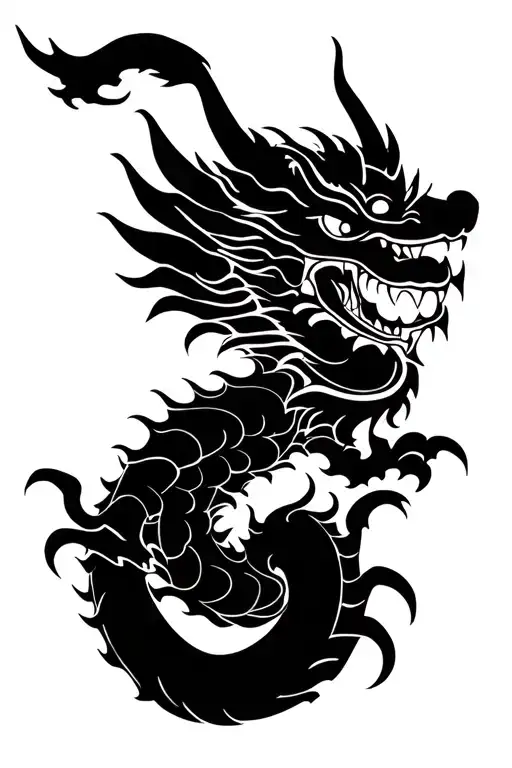 Oni Mask With Dragon Flying