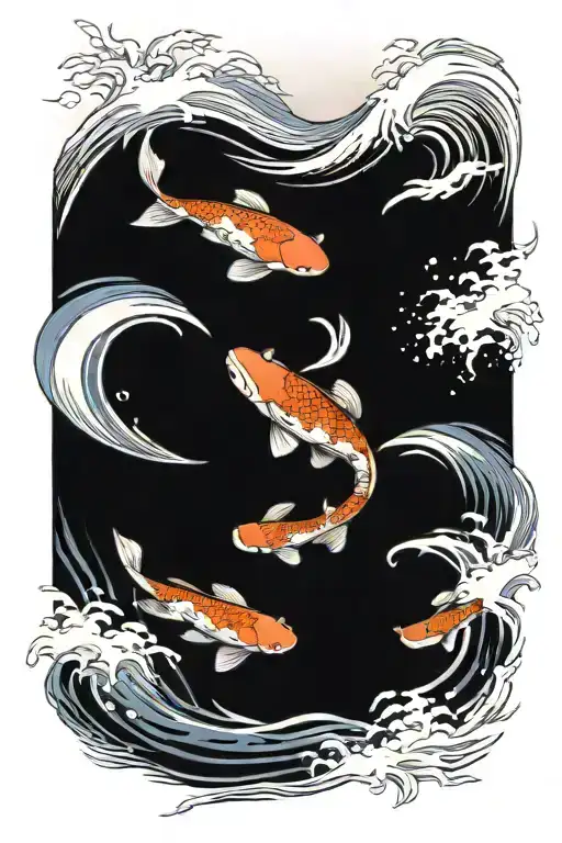 Koi Fish Swimming Upstream