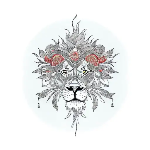 Lion With Frangipanis