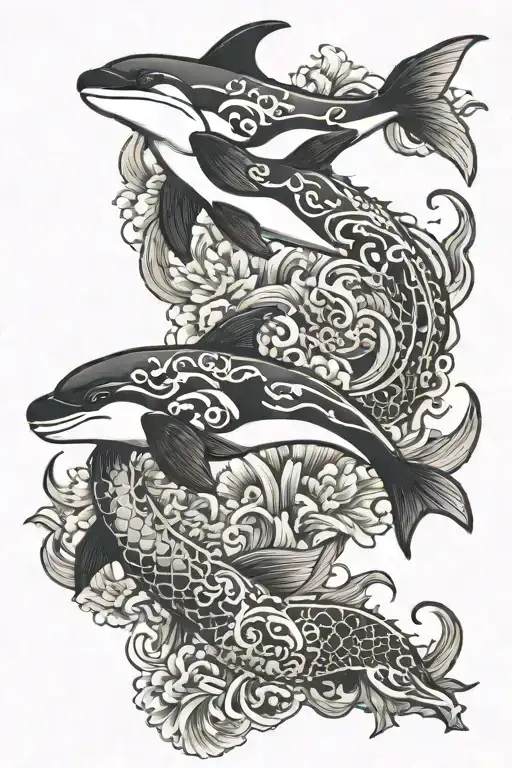 Orca And China Dragon Together Symbolizing