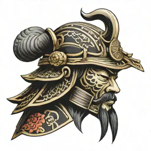 Samurai Head With Helmet