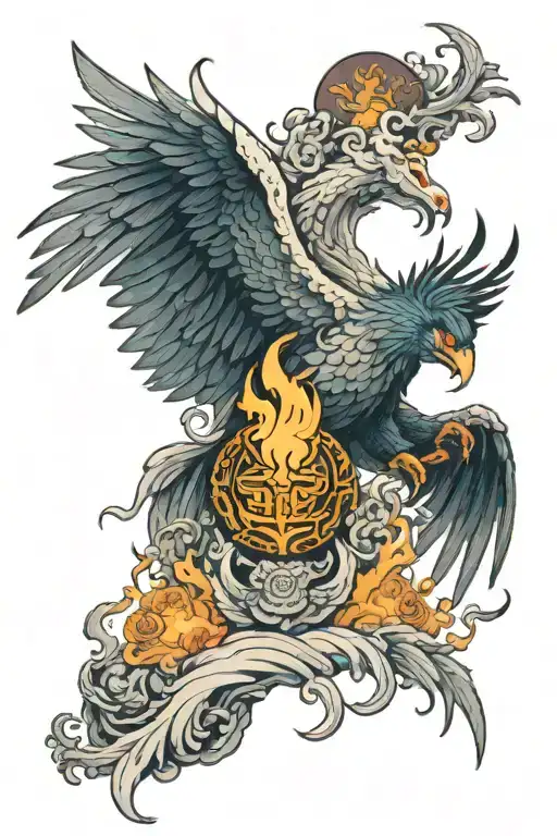 God Holding Diamond With Wings Rising Phoenix Rising From The Ashes