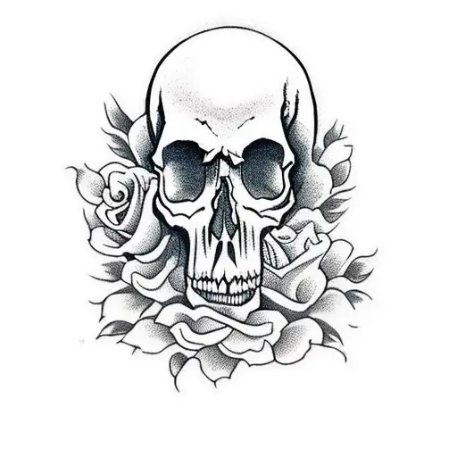 Skull With Roses And Blood