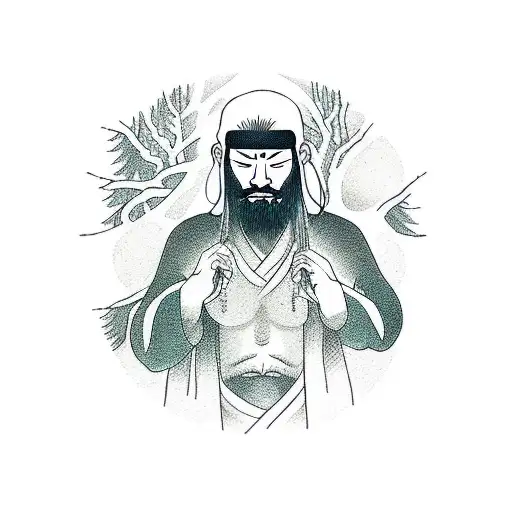 A Peaceful Man Alone In The Forest