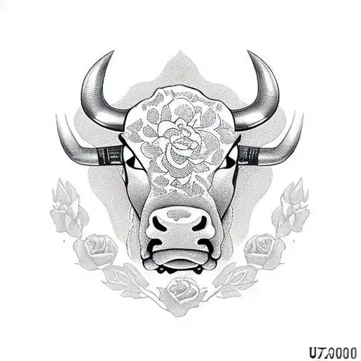 3D Bull With Time Roses