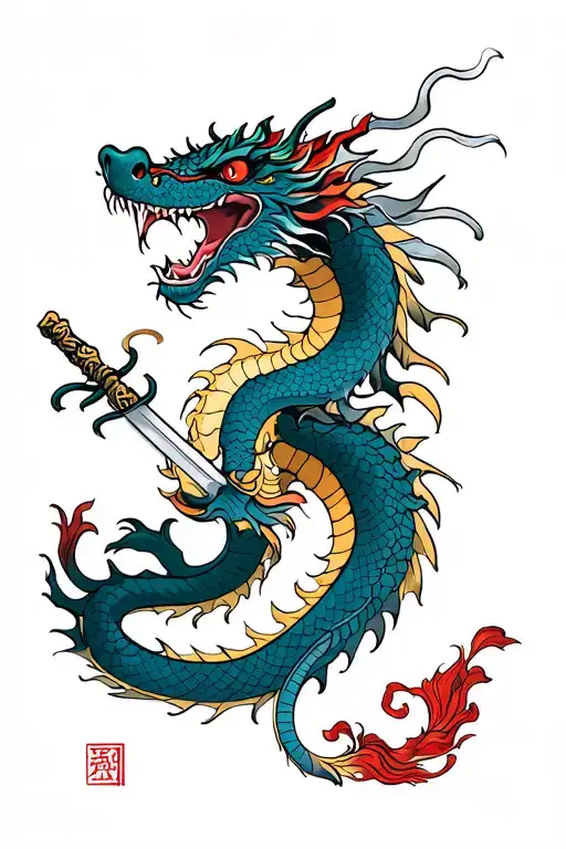 Dragon That Is Around A Sword