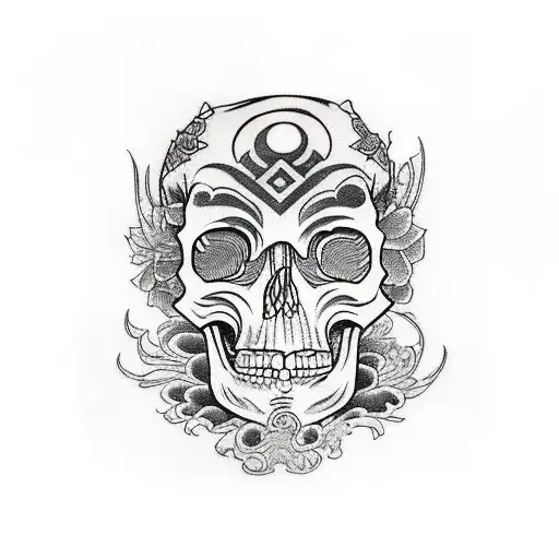 The Numbers 9717 Curved In A Skull