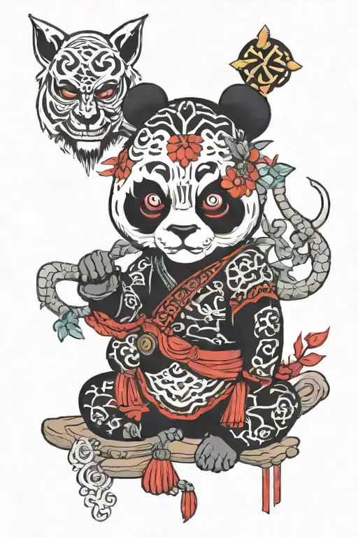 Panda With A Demon Mask