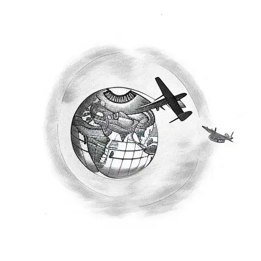 Globe With Airplane Going Around