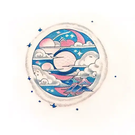 The Moon And The Stars Hidden By Clouds