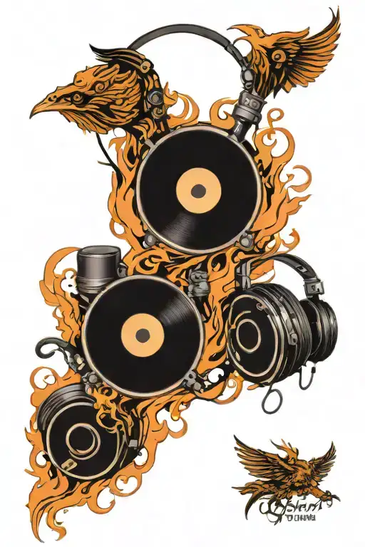 Incorporating Music Producer Equipment Like Mixers And Headphones Into A Fiery Fenix Design