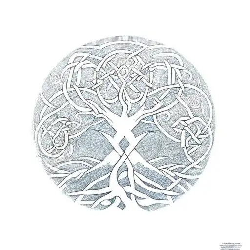 Celtic Tree Of Life With A Mountain Under It Which Look Like An M