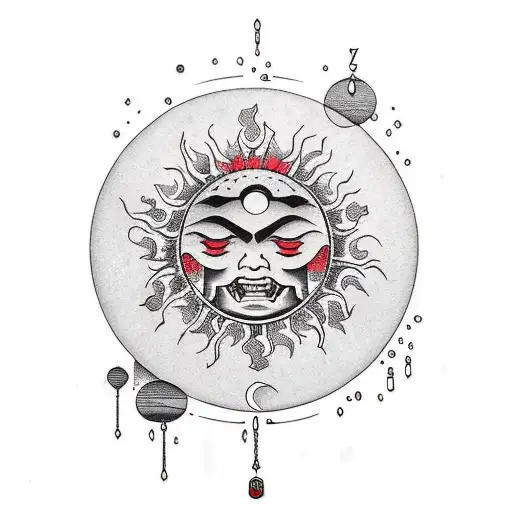 Dying Sun With Crying Moon And Drips