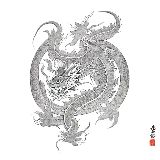 Dragon Japanese Oriental With Koi