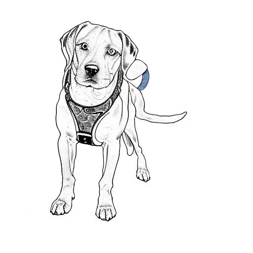 A Dog Wearing A Harness