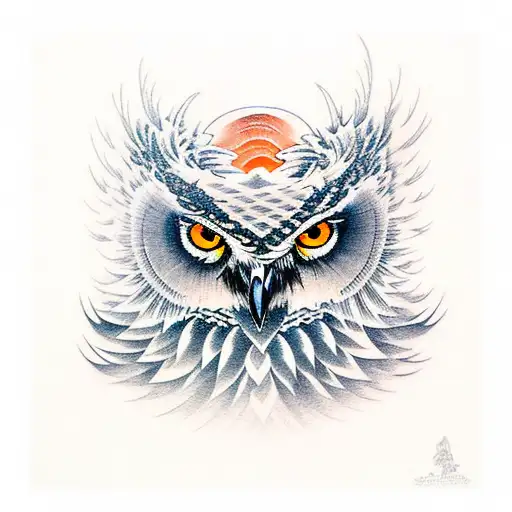 Black Snow Owl With Dark Orange Eyes