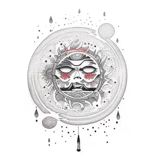 Dying Sun With Crying Moon And Drips