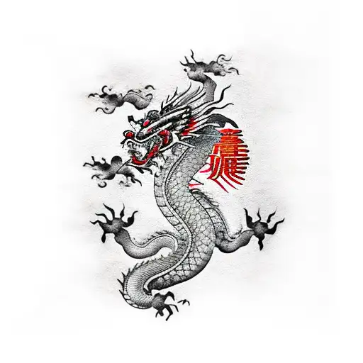Chinese Dragon Tattoo Outlines Only