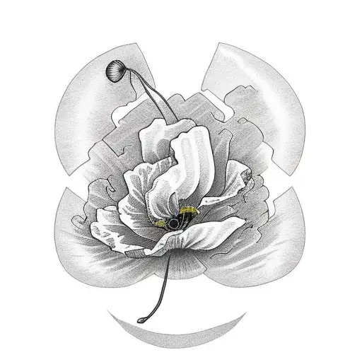 One Poppy And One Rose And United Kingdom Flag