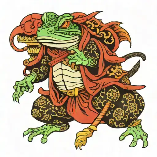 Frog Samurai And Dragon