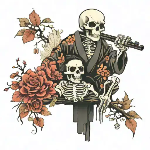 Japanese Skeleton Couple In Love