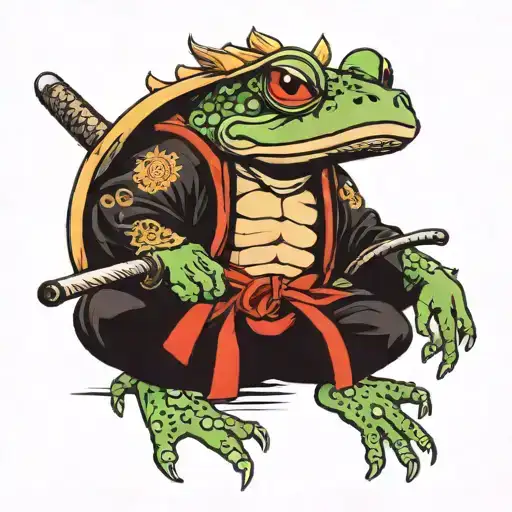 Frog Samurai And Dragon