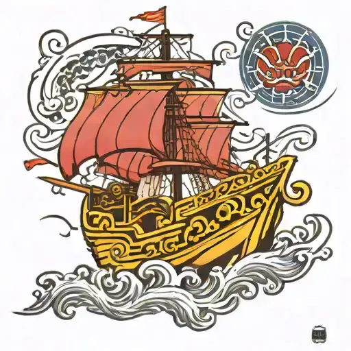 Ship And Kraken Attacking