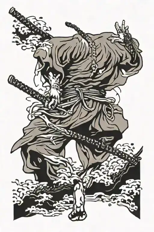 Sekiro Death Kanji With Sword Going Through On Spine