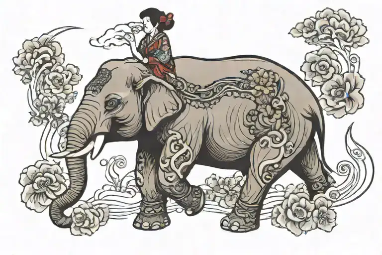Elephant Tattoo Woman Theme