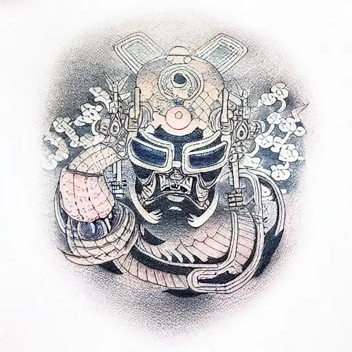 Traditional Japanese Tatoo With Cyberpunk