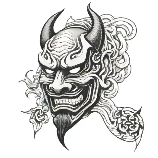 Mask Hannya Mask Black Grey