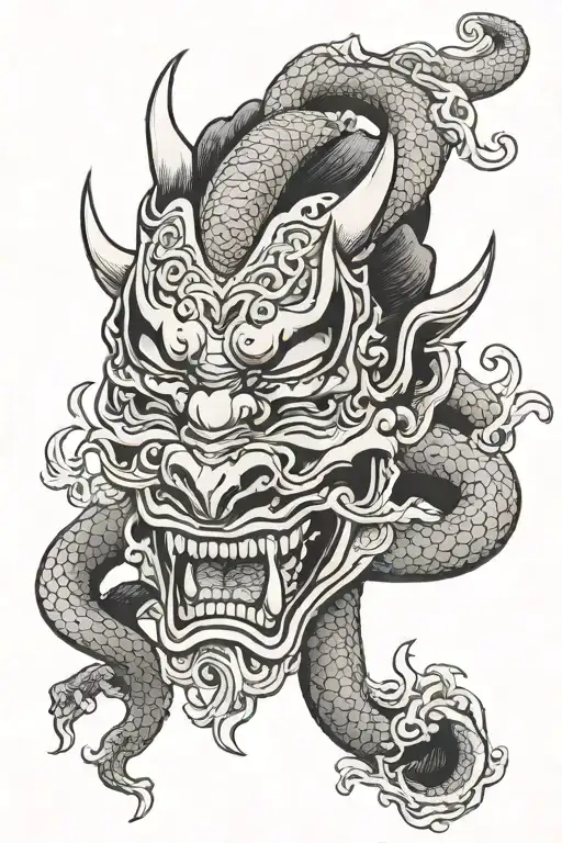 Hannya Mask With Snake