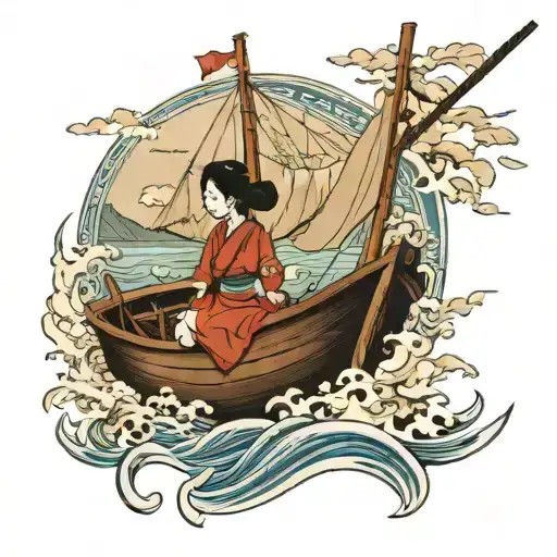 Vietnamese Girl On Boat Sailing