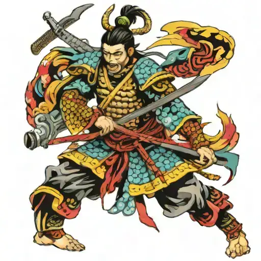 Colorful Samurai Warrior