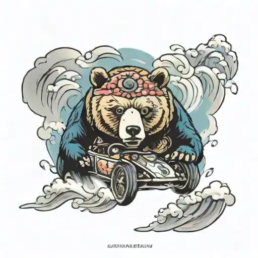 Bear In A Drift Car Drifting