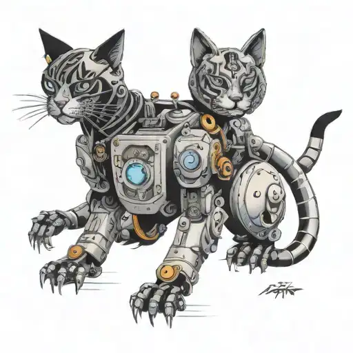 Robot An Cat Sitting