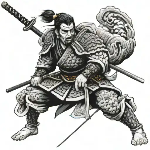 Samurai Warrior In Mountain And Jungle