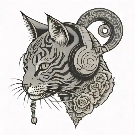 Cat Wearing Headphones