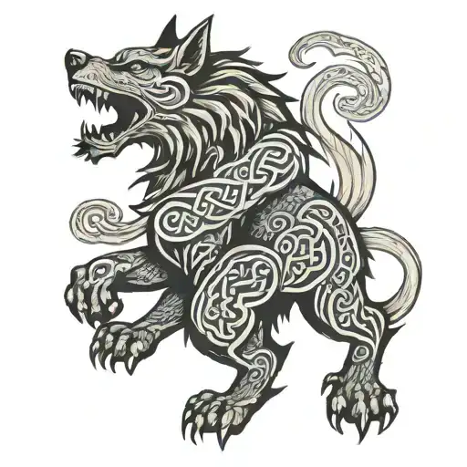 Fenrir With Intertwined Celtic Knotwork