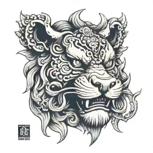 Chinese Lion Statue Head