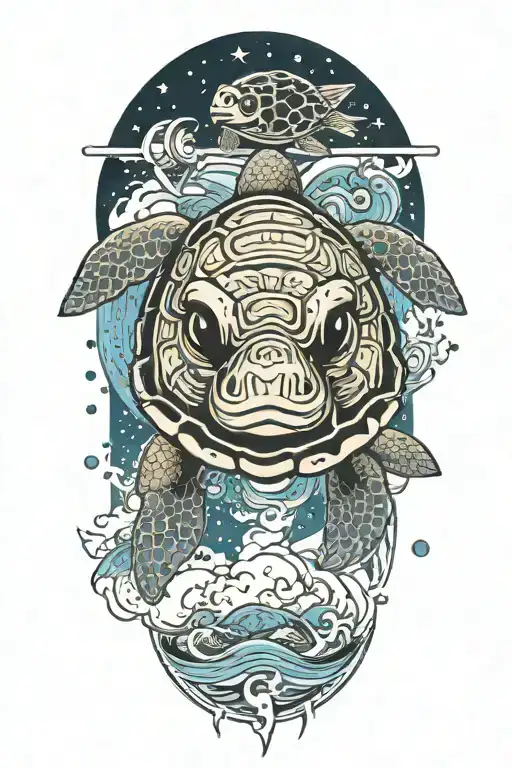 Sea Turtle And Space