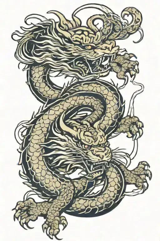 Japanese Dragon With Tiger
