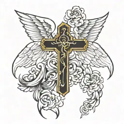 God Whit Wings Jesus Cross