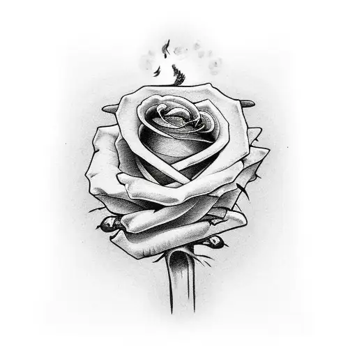 Skelton Hand Holding Roses Dager And On Fire